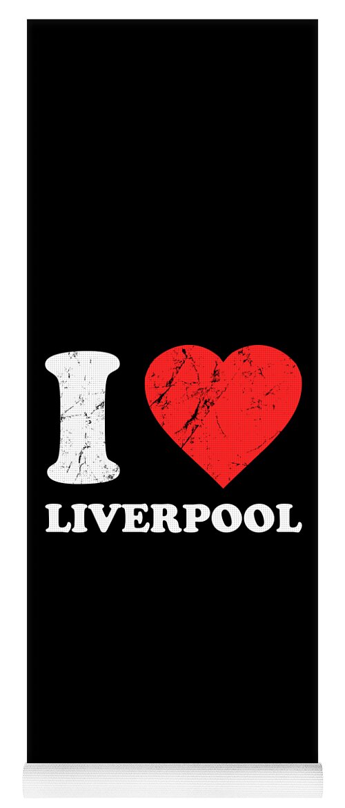 Funny Yoga Mat featuring the digital art I Love Liverpool by Flippin Sweet Gear