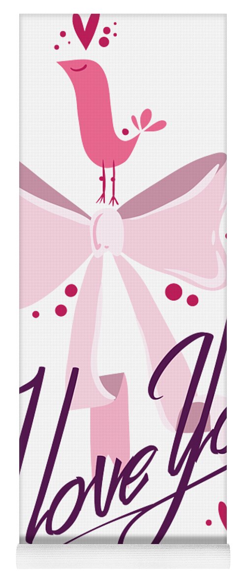 I Love You Cute Bird Quote Gift For Valentines Day Yoga Mat by Jeff  Creation - Pixels