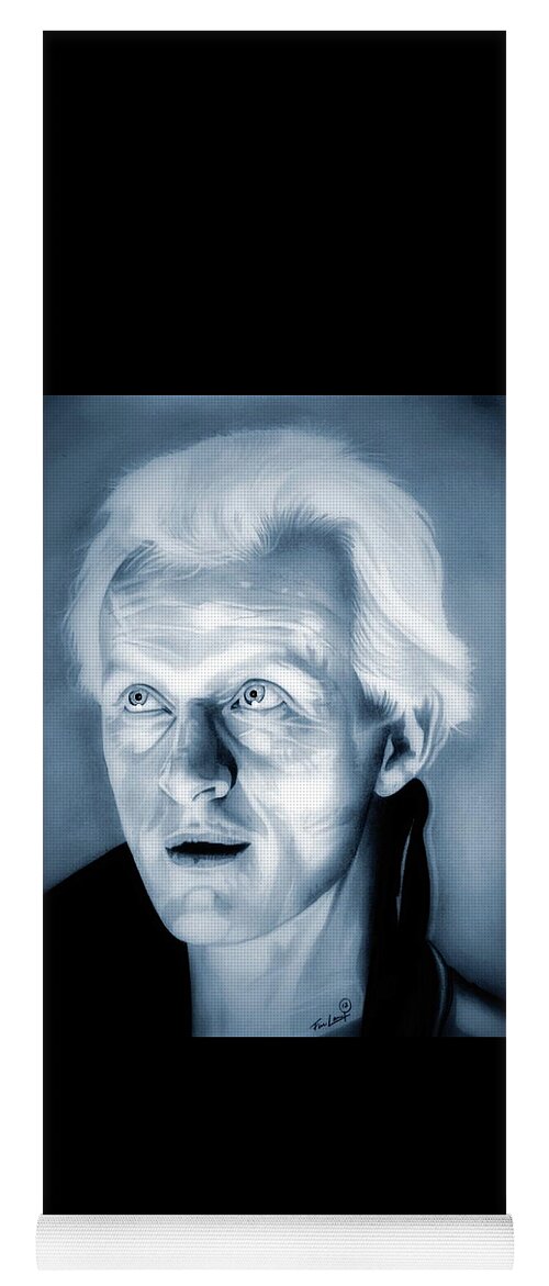 Rutger Hauer Yoga Mat featuring the drawing I Want More Life - Roy Batty - Blade Runner by Fred Larucci