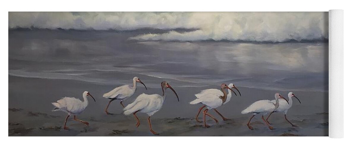 Atlantic Ocean Yoga Mat featuring the painting Ibis Stroll by Judy Rixom