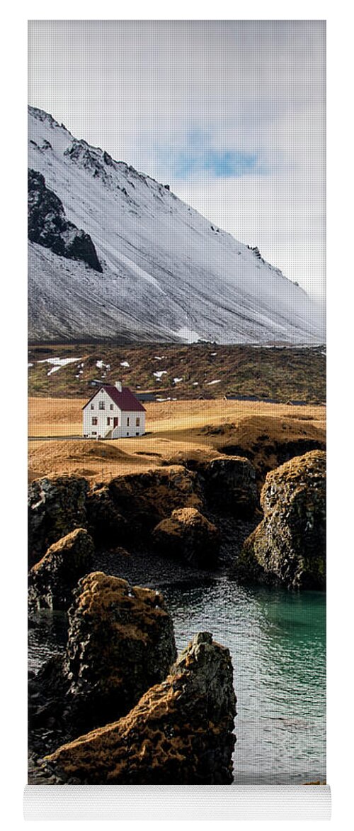 Arnarstapi Yoga Mat featuring the photograph Iceland landscape in winter at Arnarstapi village. by Michalakis Ppalis