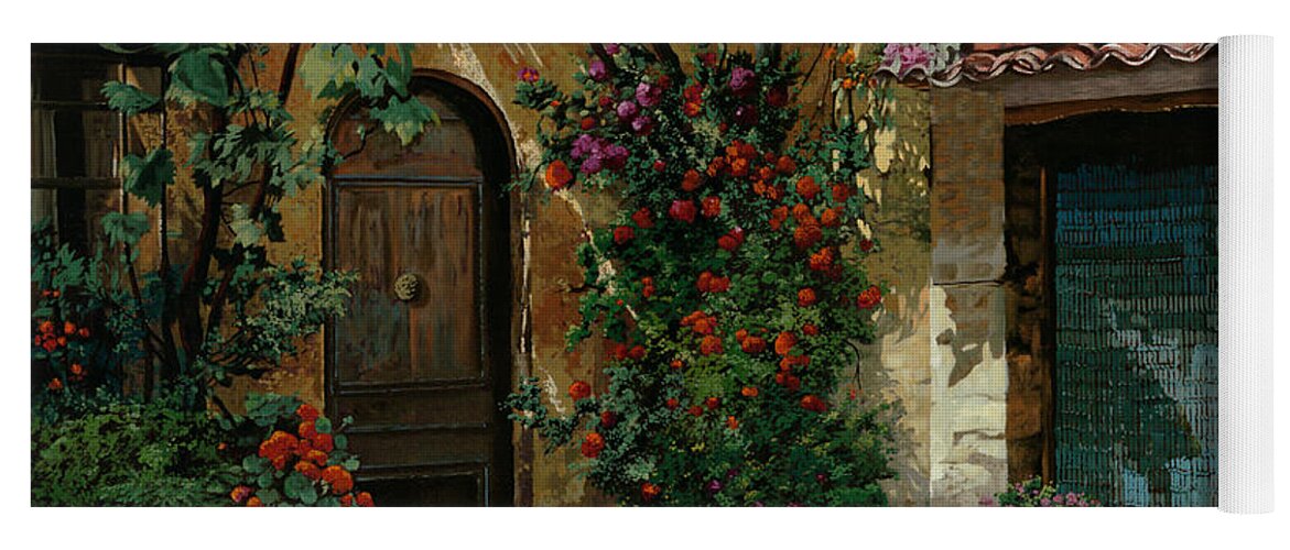 Landscape Yoga Mat featuring the painting Fiori In Cortile #1 by Guido Borelli