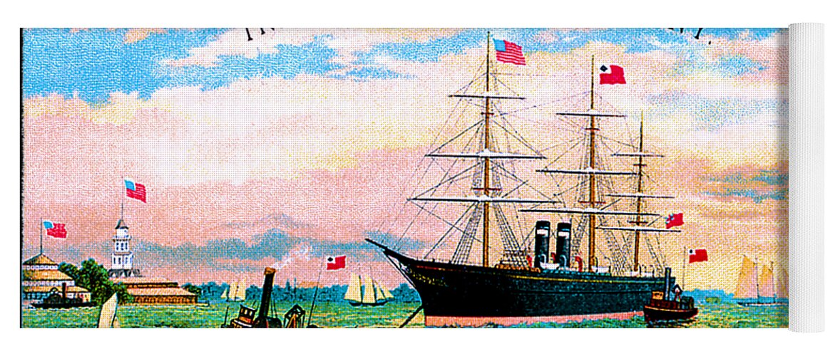 Inman Yoga Mat featuring the painting Inman Steamship Company Postcard by Unknown