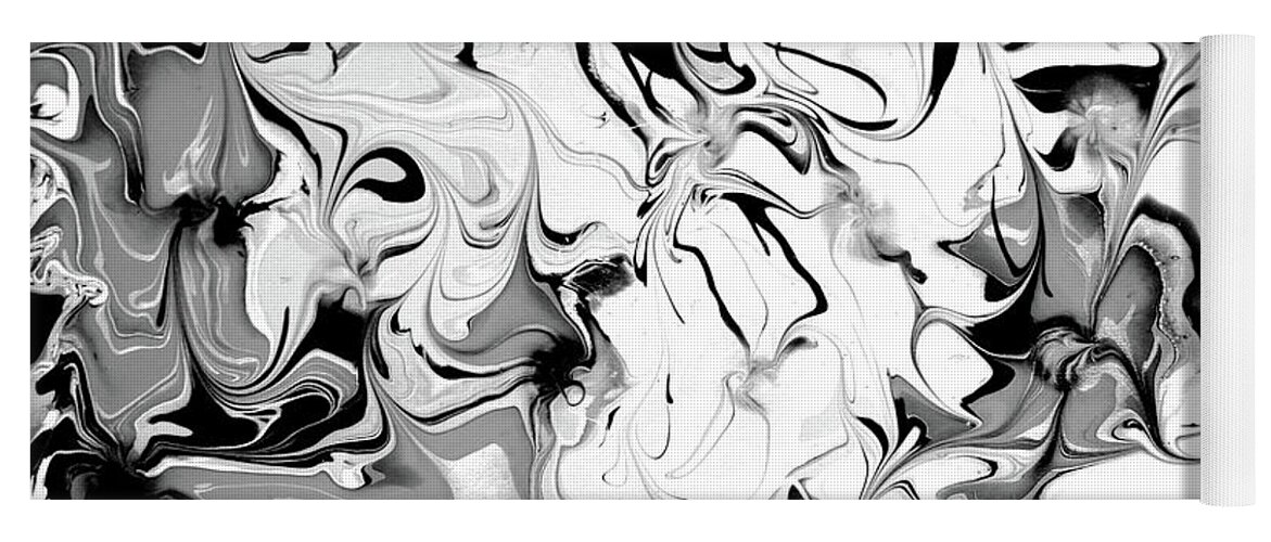 Acrylic Abstract Yoga Mat featuring the painting Inner Peace BW-H2 by Diane Goble