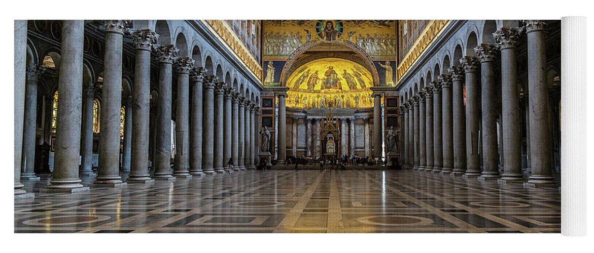 San Paolo Yoga Mat featuring the photograph Interior of Basilica of Saint Paul Outside the Walls by Fabiano Di Paolo