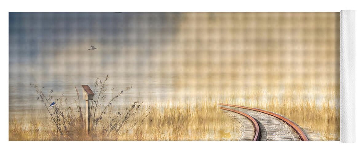Train Tracks Yoga Mat featuring the photograph Into the Mist - Limited Edition by Shara Abel