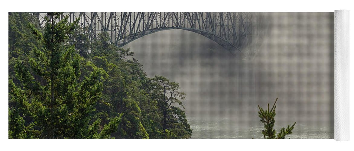 Deception Pass Yoga Mat featuring the photograph Into The Mist by Michael Rauwolf