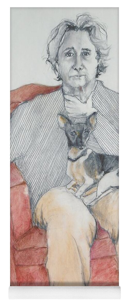 Dog Yoga Mat featuring the drawing Irving . . . Oh, and Steve by Jayne Somogy