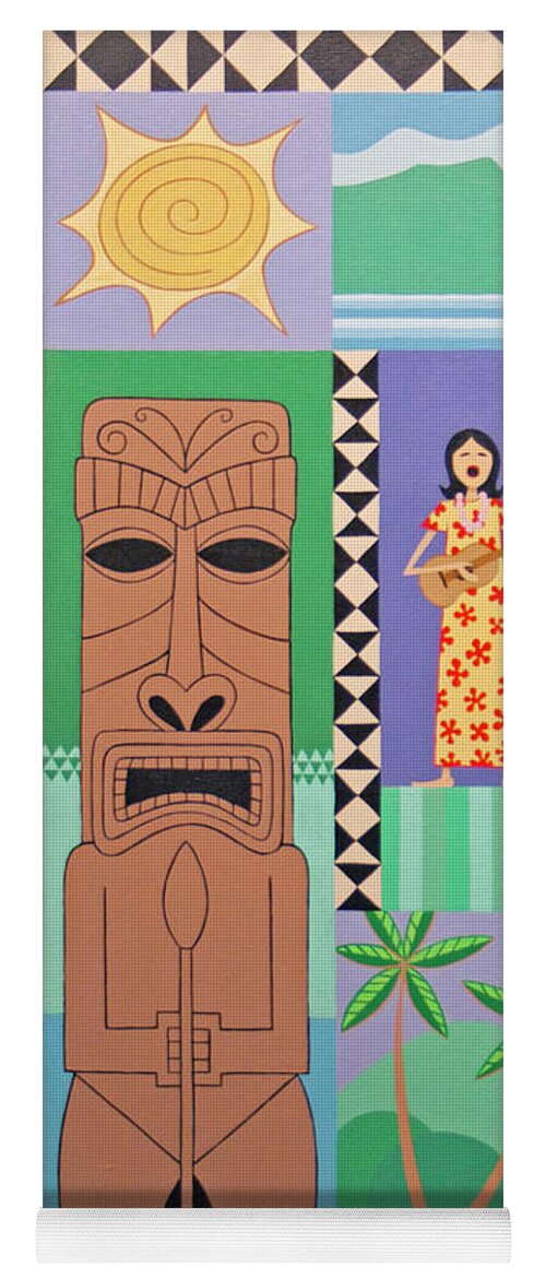 Tiki Yoga Mat featuring the painting Island Music by Norman Engel