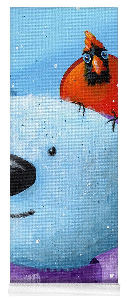 Winter Yoga Mat featuring the painting I've Got Your Back - Polar Bear and Cardinal by Annie Troe