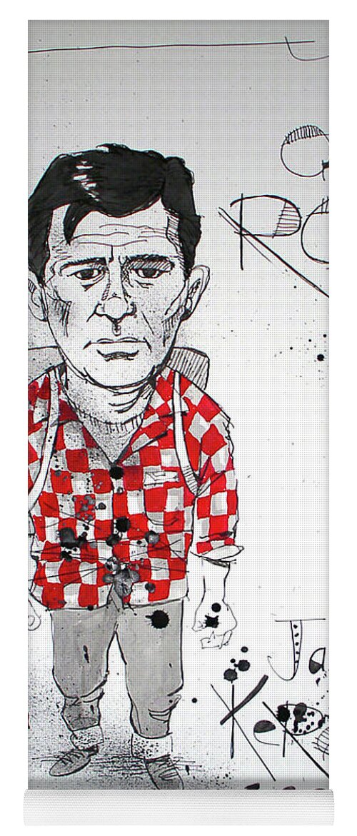  Yoga Mat featuring the drawing Jack Kerouac by Phil Mckenney