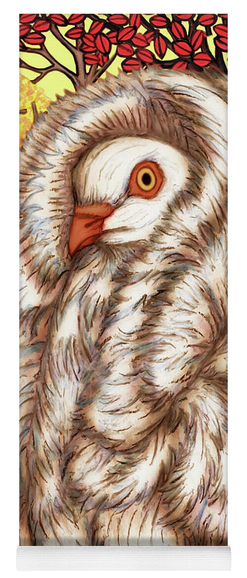 Pigeon Yoga Mat featuring the painting Jacobin Pigeon Autumn by Amy E Fraser