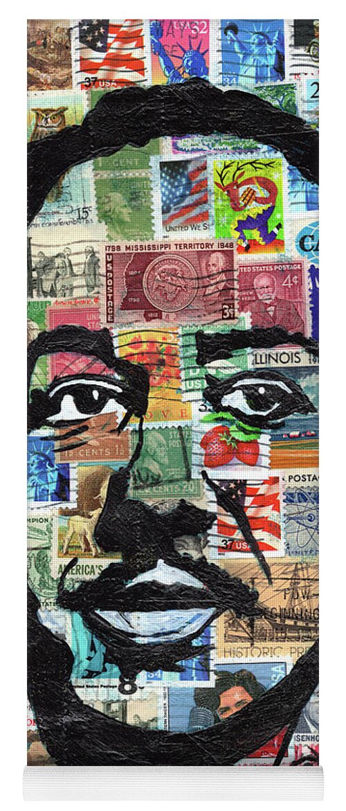 African Mask Yoga Mat featuring the mixed media James Mercer Langston Hughes by Everett Spruill