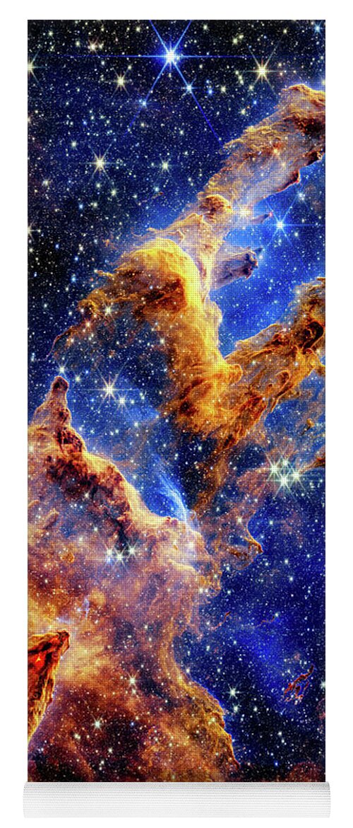 Webb Yoga Mat featuring the photograph James Webb Space Telescope - Pillars of Creation - NIRCam Image - Enhanced and Cropped by Eric Glaser