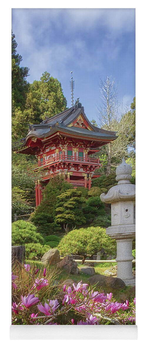 Japanese Garden Yoga Mat featuring the photograph Japanese Tea Garden - Pagoda by Susan Rissi Tregoning