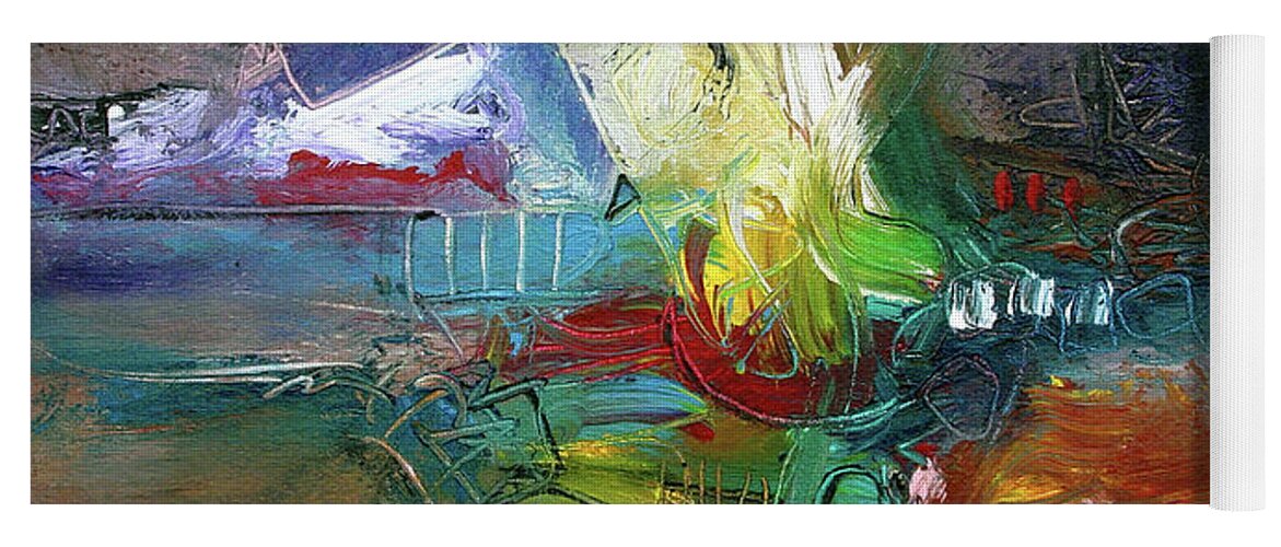 Abstract Yoga Mat featuring the painting Jazz Happy by Jim Stallings