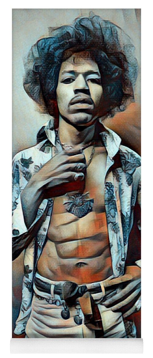 Jimi Hendrix Yoga Mat featuring the painting Jimi Hendrix 1 by Tony Rubino