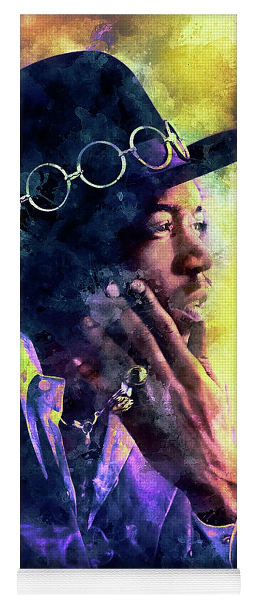 Musician Yoga Mat featuring the photograph Jimi Hendrix Fire by Franchi Torres