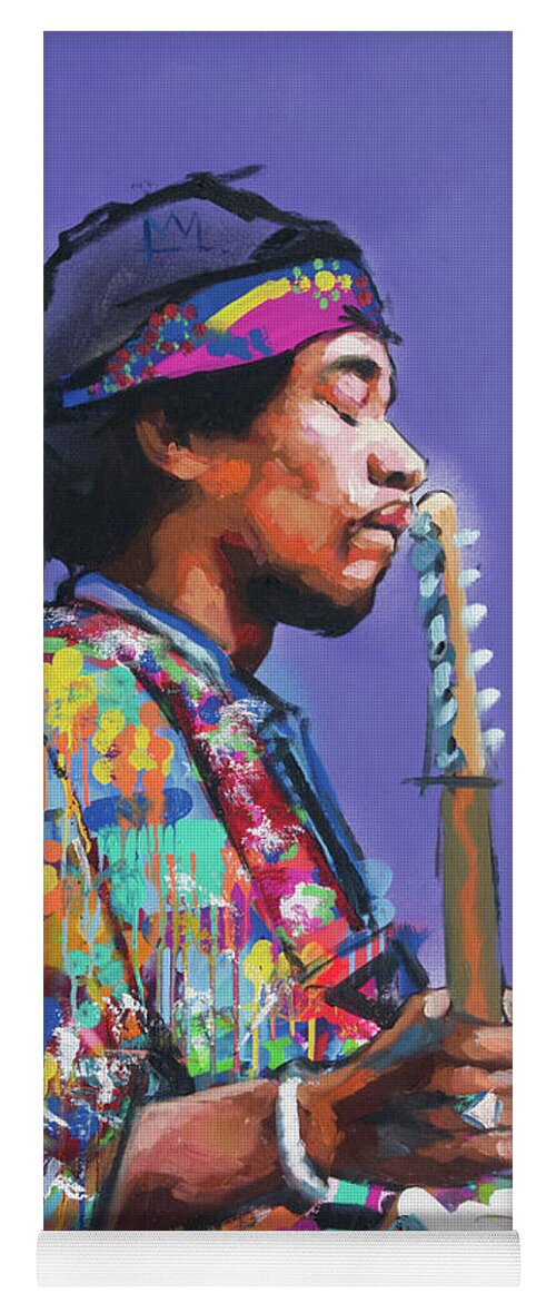 Jimi Yoga Mat featuring the painting Jimi Hendrix V by Richard Day