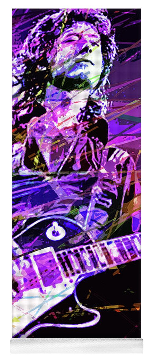Jimmy Page Yoga Mat featuring the painting Jimmy Page Solos by David Lloyd Glover