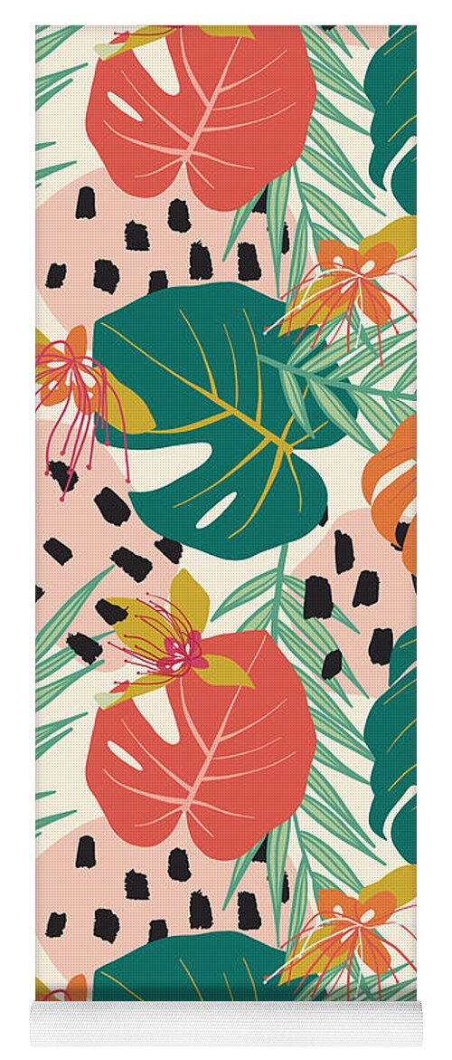 Illustration Yoga Mat featuring the digital art Jungle Floral Pattern by Ashley Lane