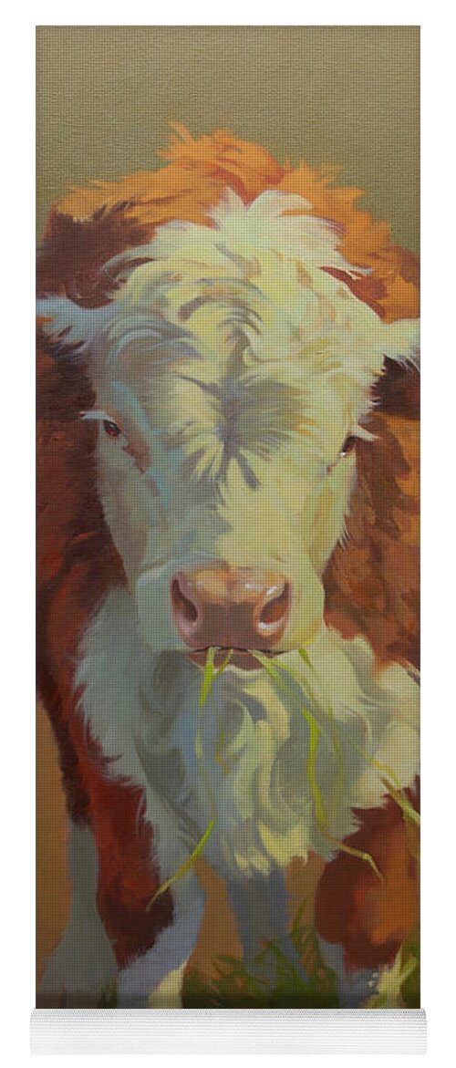 Farm Animals Yoga Mat featuring the painting Just a Little Bull by Carolyne Hawley