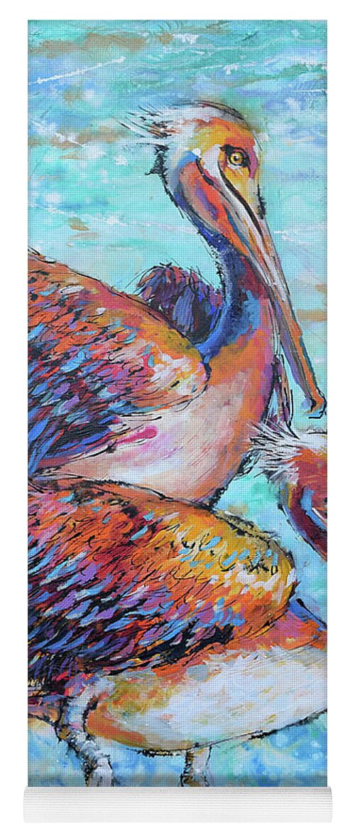 Juvenile Brown Pelican Yoga Mat featuring the painting Juvenile Pelicans by Jyotika Shroff