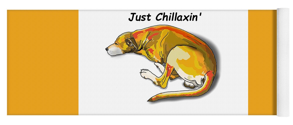 Dog Chillaxin Yoga Mat featuring the drawing Kai Chillaxin by Joan Stratton