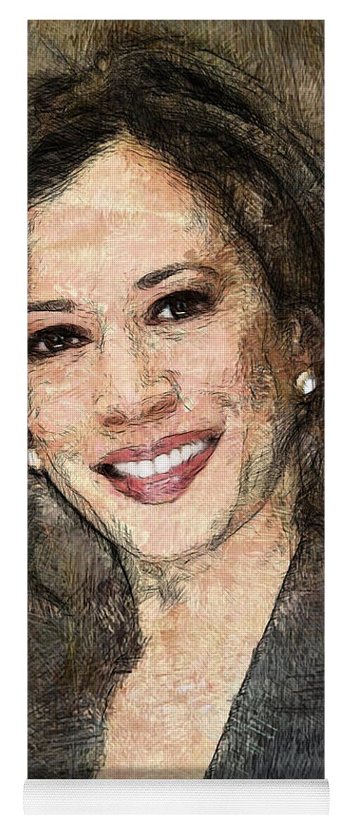 Portraits Yoga Mat featuring the drawing Kamala Harris by Rafael Salazar