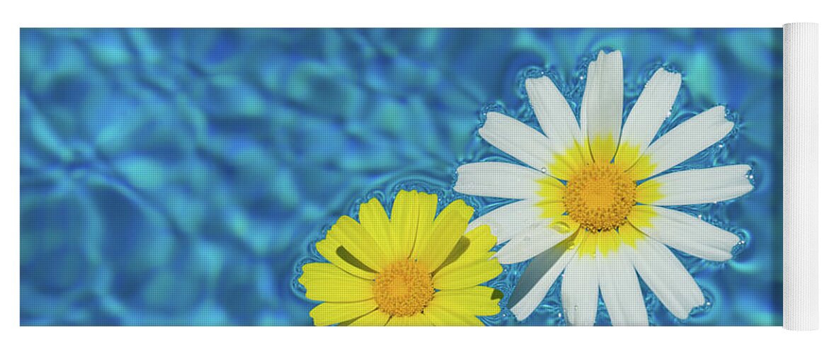Daisies Yoga Mat featuring the photograph Keep your sunny days by the pool by Adriana Mueller