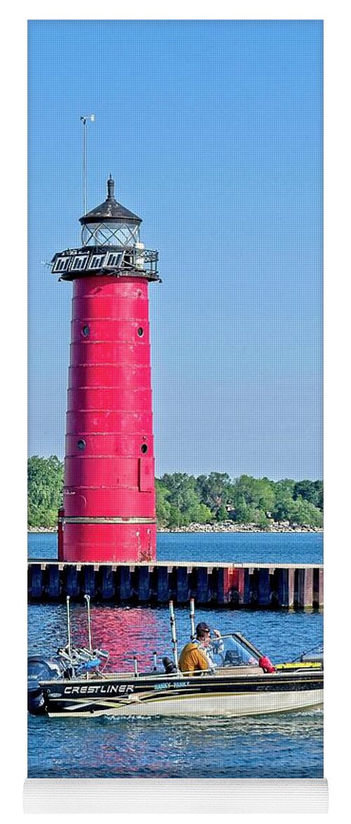 Kenosha Yoga Mat featuring the photograph Kenosha Harbor Lighthouse, Wisconsin by Steven Ralser