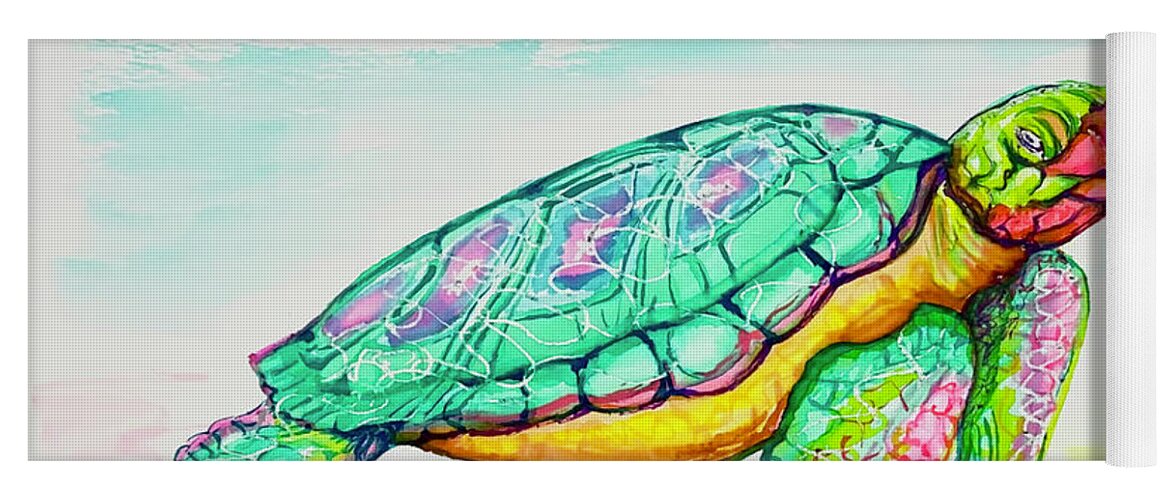 Key West Yoga Mat featuring the painting Key West Turtle 2 2021 by Shelly Tschupp
