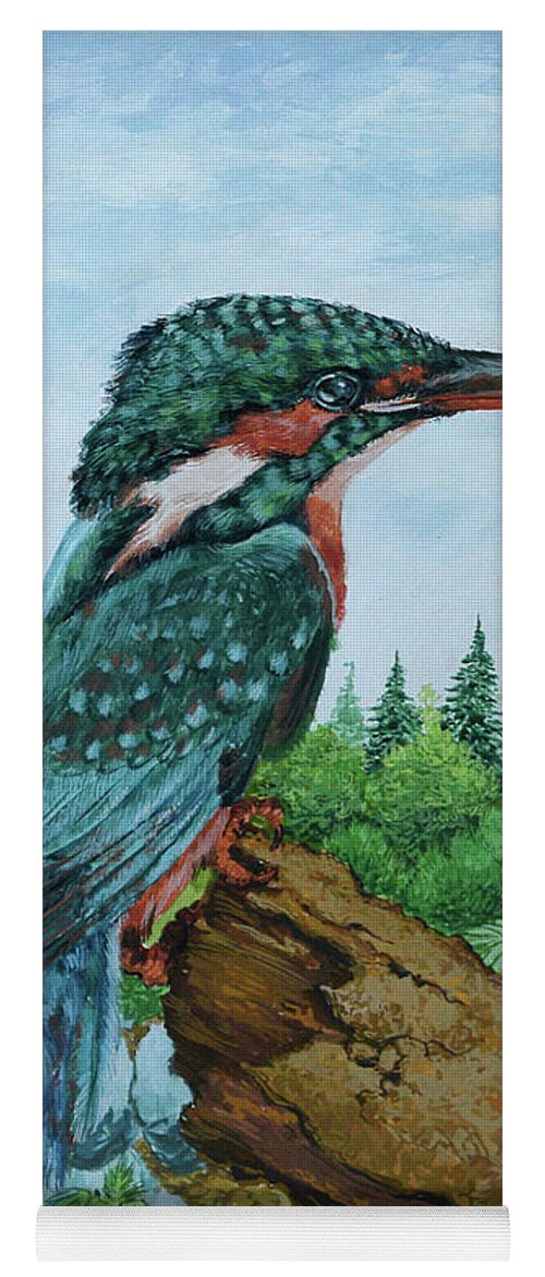  Yoga Mat featuring the painting Kingfisher by Jyotika Shroff