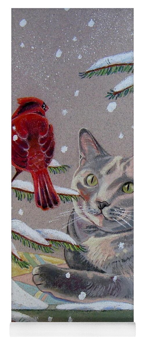 Christmas Yoga Mat featuring the pastel Kitty's View by Shirley Galbrecht