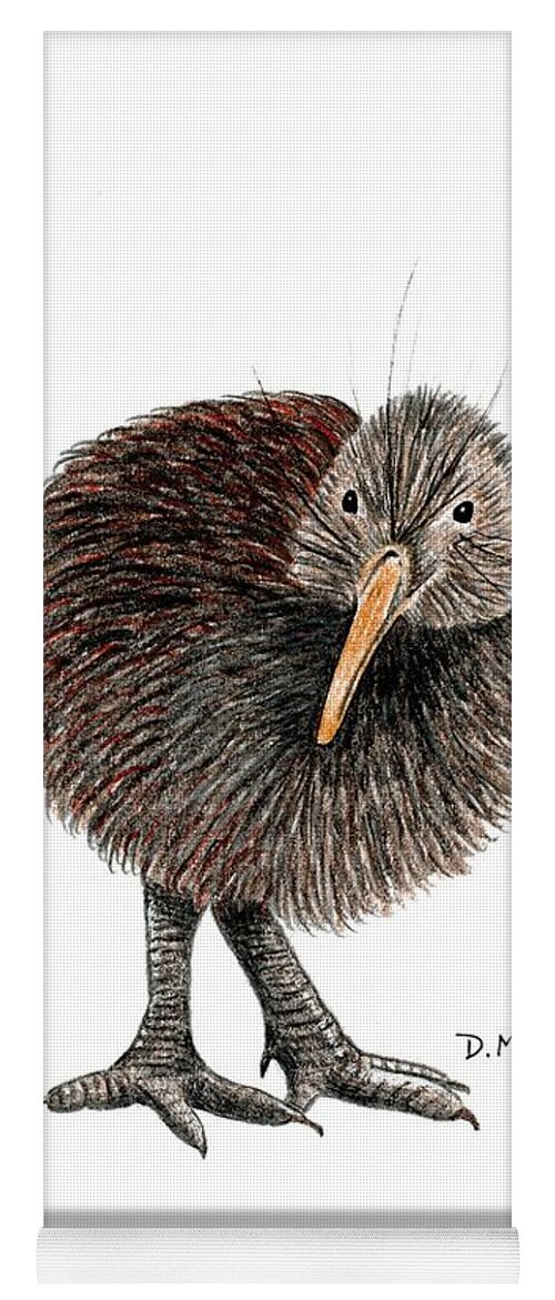 New Zealand Bird Yoga Mat featuring the drawing Kiwi Bird of New Zealand by Donna Mibus