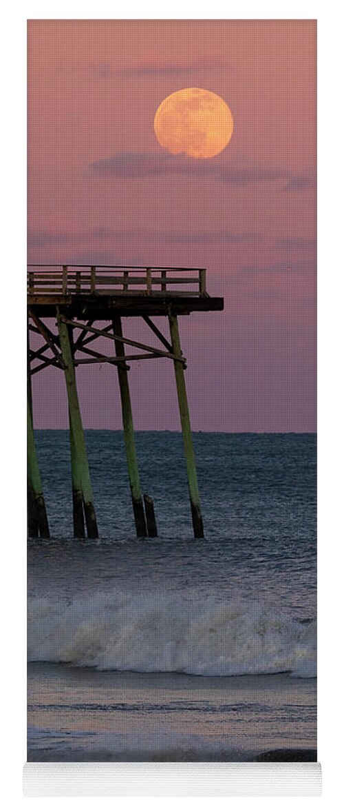 Fullmoon Yoga Mat featuring the photograph Kure Beach Full Moon by Nick Noble