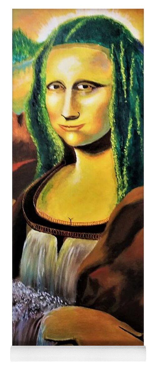Mona Lisa; La Joconde; La Gioconda; Yoga Mat featuring the painting L E P I H Elle Est Paysage by David G Wilson