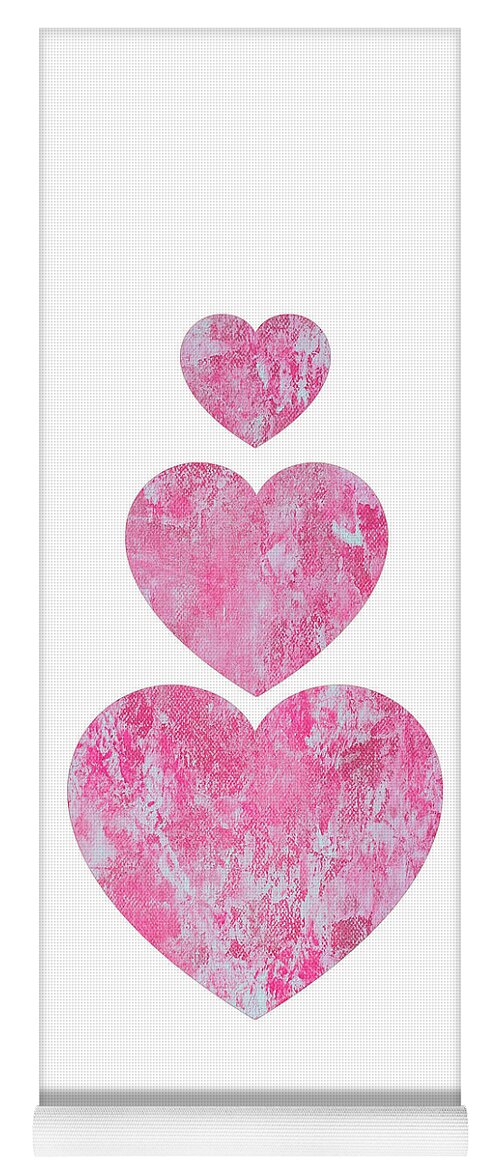 Hearts Yoga Mat featuring the mixed media Lace Hearts in the Clouds by Moira Law