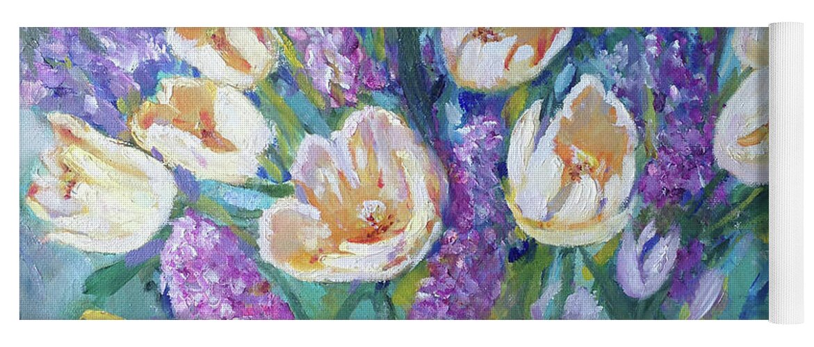 Tulips Yoga Mat featuring the painting Ladies in White by Christiane Kingsley