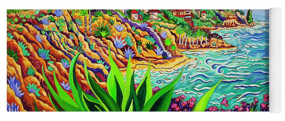 Colorful Sea Scape Yoga Mat featuring the painting Laguna Amor by Cathy Carey