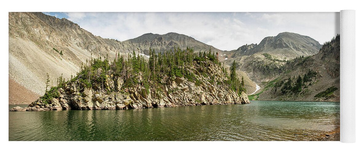 Lake Agnes Yoga Mat featuring the photograph Lake Agnes Panorama by Aaron Spong