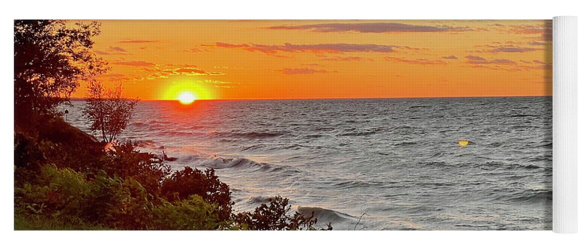 Sunset Yoga Mat featuring the photograph Lake Erie Sunset - Lorain, OH by Terri Harper