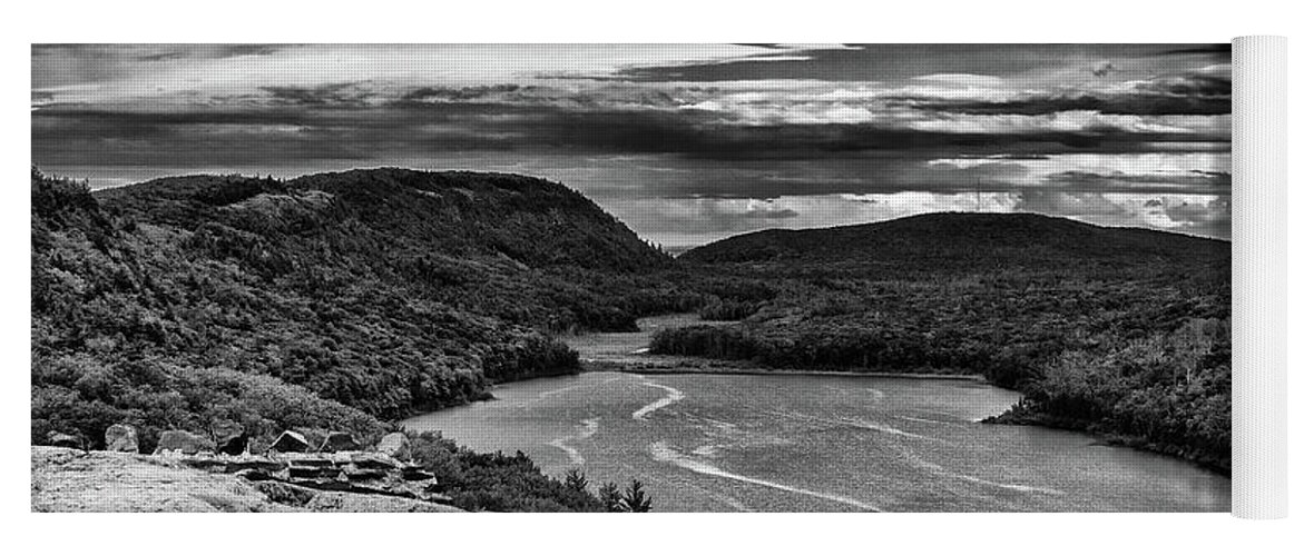 Lake Of The Clouds Yoga Mat featuring the photograph Lake of the Clouds Black and White by Nathan Wasylewski