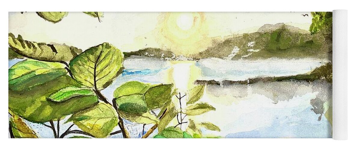 Lake Yoga Mat featuring the painting Lake Winyah by Bryan Brouwer