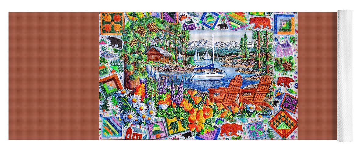 Lake Yoga Mat featuring the painting Lakeside Retreat by Diane Phalen