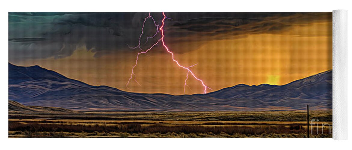 Landscape Yoga Mat featuring the photograph Landscape USA Artistic Lightning by Chuck Kuhn