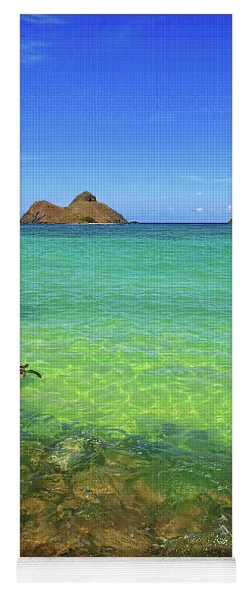 Lanikai Beach Yoga Mat featuring the photograph Lanikai Beach Sea Turtle by Aloha Art