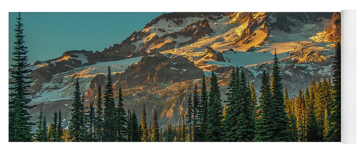 No People Yoga Mat featuring the photograph Last Light on the Mountain by Doug Scrima