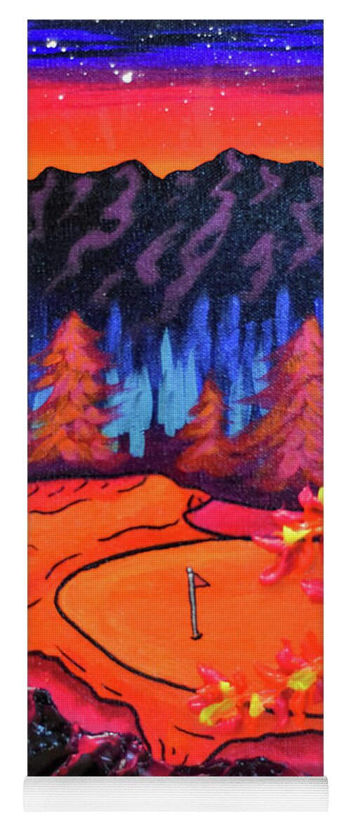 Golf Yoga Mat featuring the painting Lava on Hole 9 by Ashley Wright