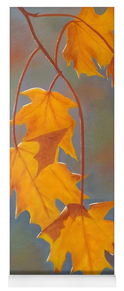 Autumn Yoga Mat featuring the painting Leaves of Gold by Marlene Little